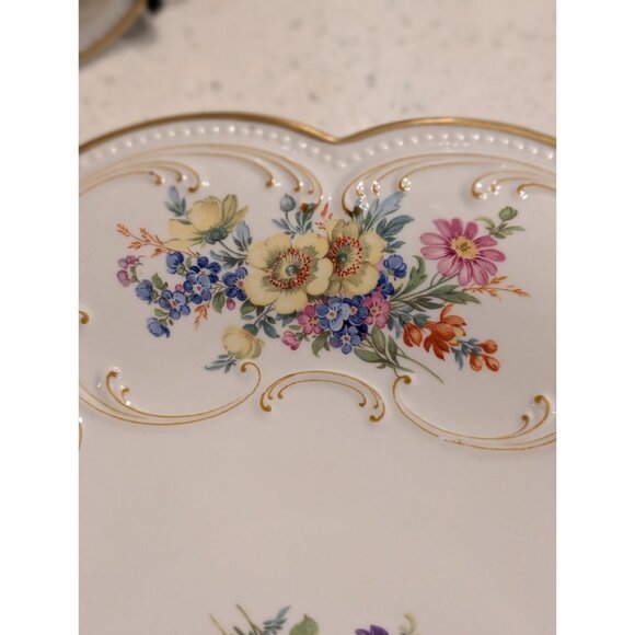 Bavaria Tirschenreuth Germany Floral Scalloped Porcelain Plates Pair set of 2 - Picture 9 of 16